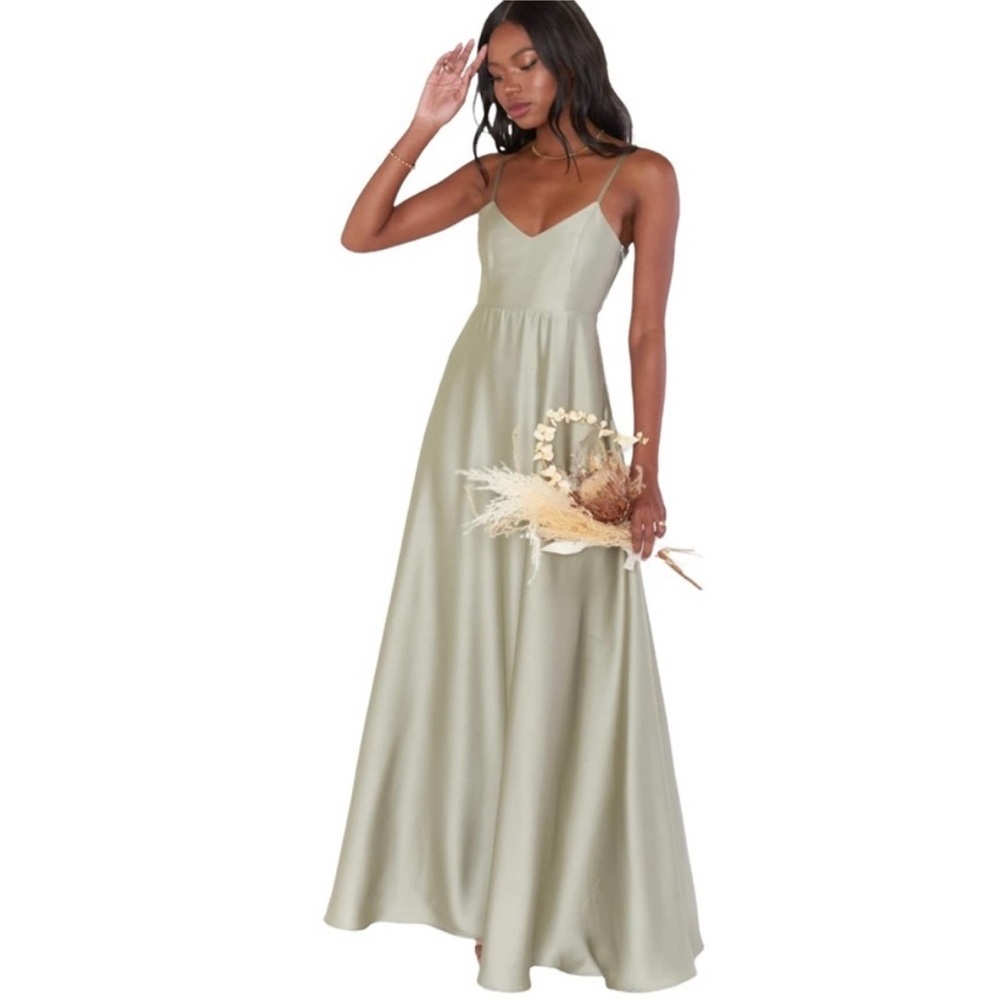 Show Me Your Mumu Faith Maxi Dress Moss Green Luxe Satin NWT L